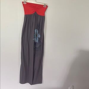 Rewind Strapless Red and Gray Dress